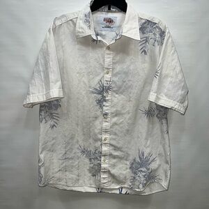 Cotton Reel Shirt Mens Extra Large Multicolor Short Sleeve 100% Cotton Floral